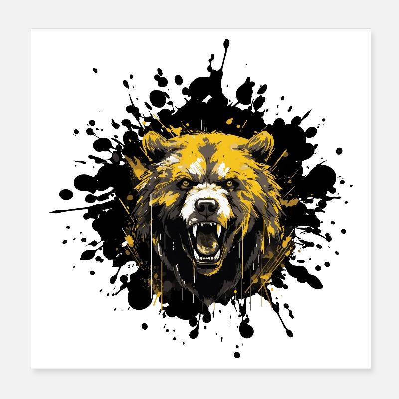 Bär Tier Farbspritzer Poster 20x20 cm