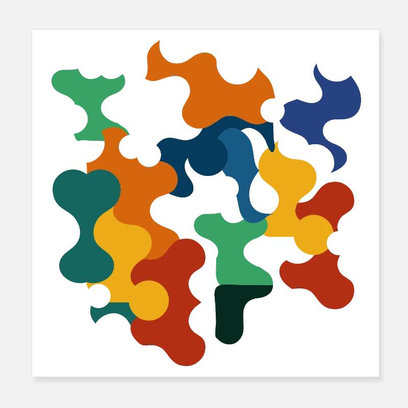 Abstrakte bunte Formen in modernem Design Poster 20x20 cm