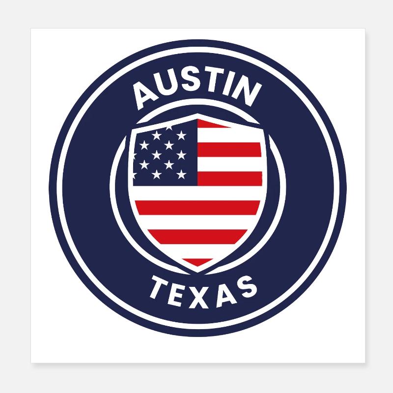 Emblème du bouclier Austin Texas Poster 20 x 20 cm