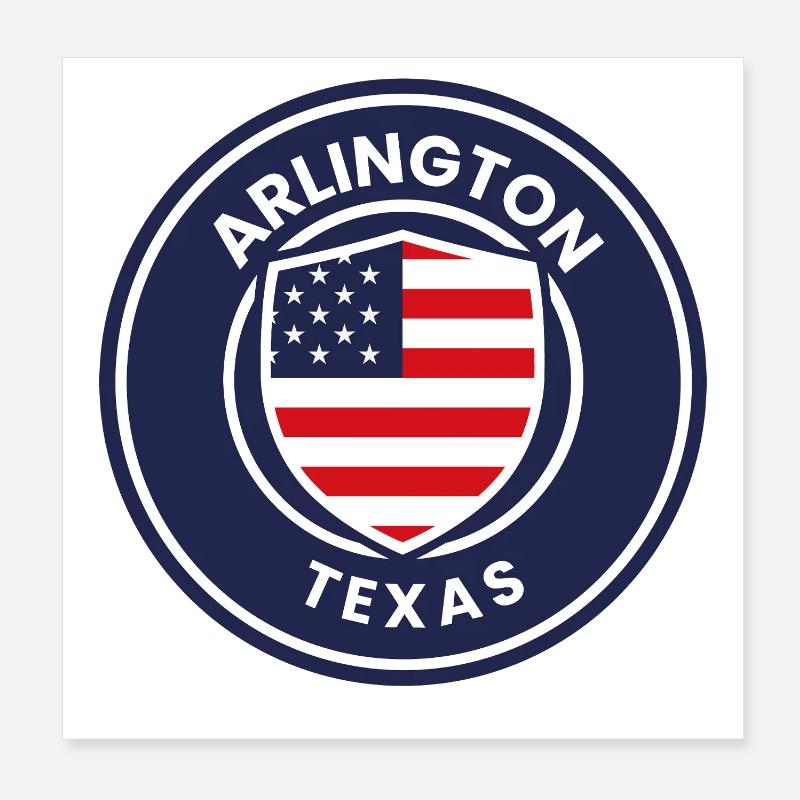 Arlington Texas Emblem with Flag Poster 8" x 8" (20x20 cm)