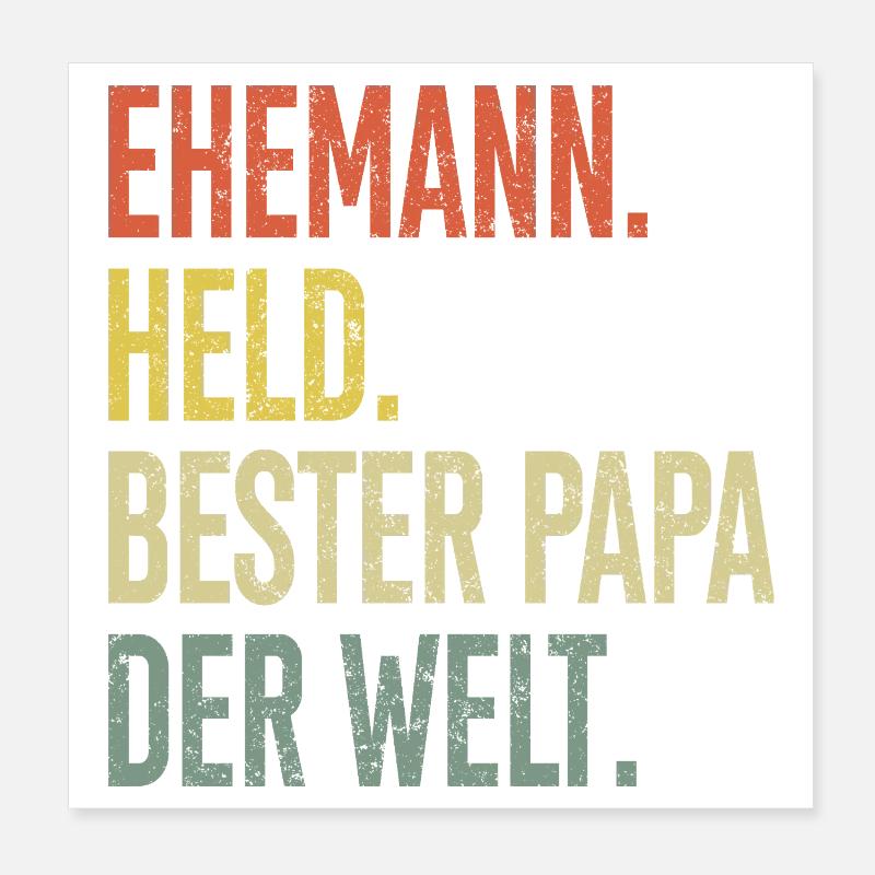 Held Papa Bester Ehemann Poster 20x20 cm