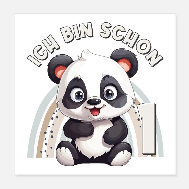 1. Geburtstag Panda Bär Regenbogen Süß Niedlich Poster 20x20 cm