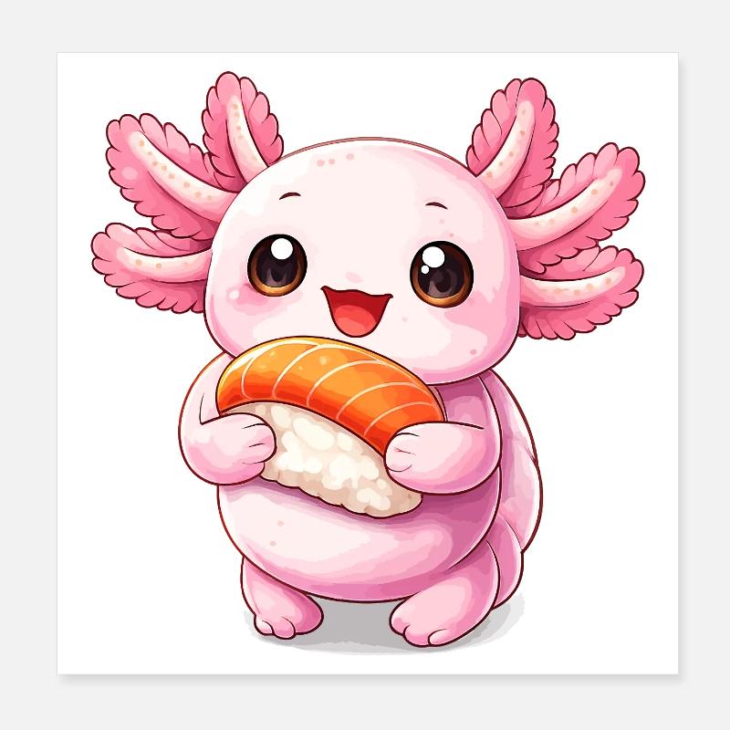 Kawaii Sushi Sprite - Poster 20x20 cm - Weiß