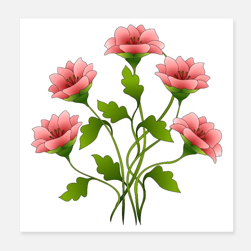 Blumen - Poster 20x20 cm - Weiß