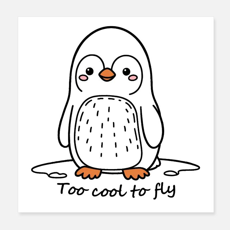 Penguin with Pink Cheeks Poster 8" x 8" (20x20 cm)