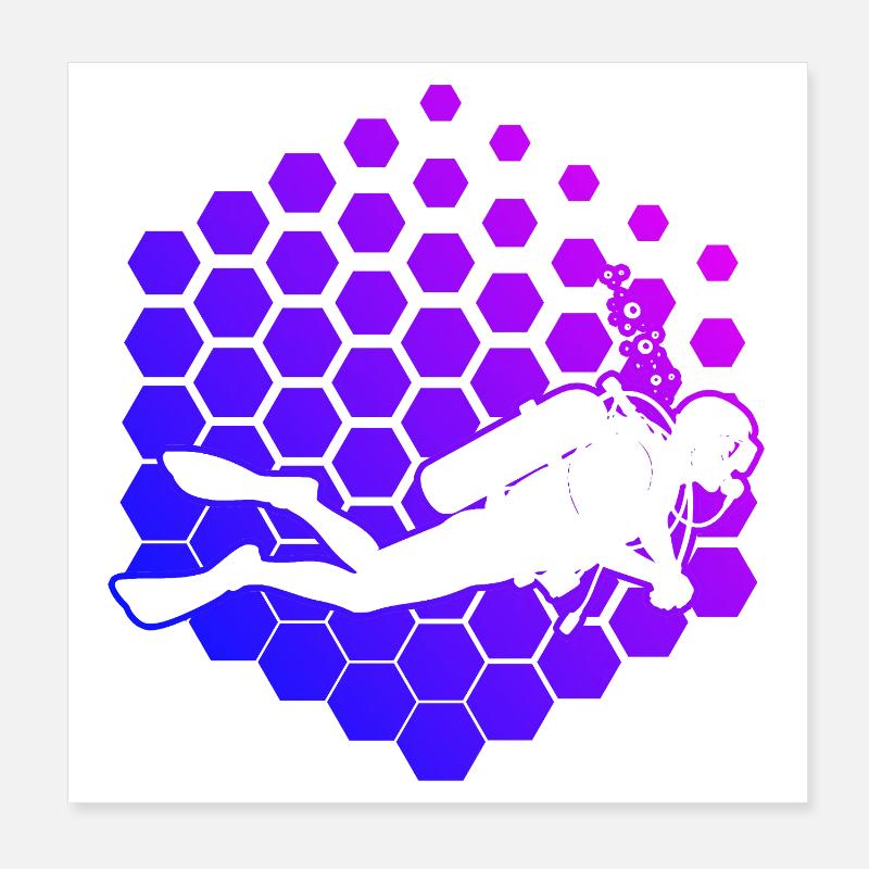 Conception vintage de plongée pour la plongée Poster 20 x 20 cm