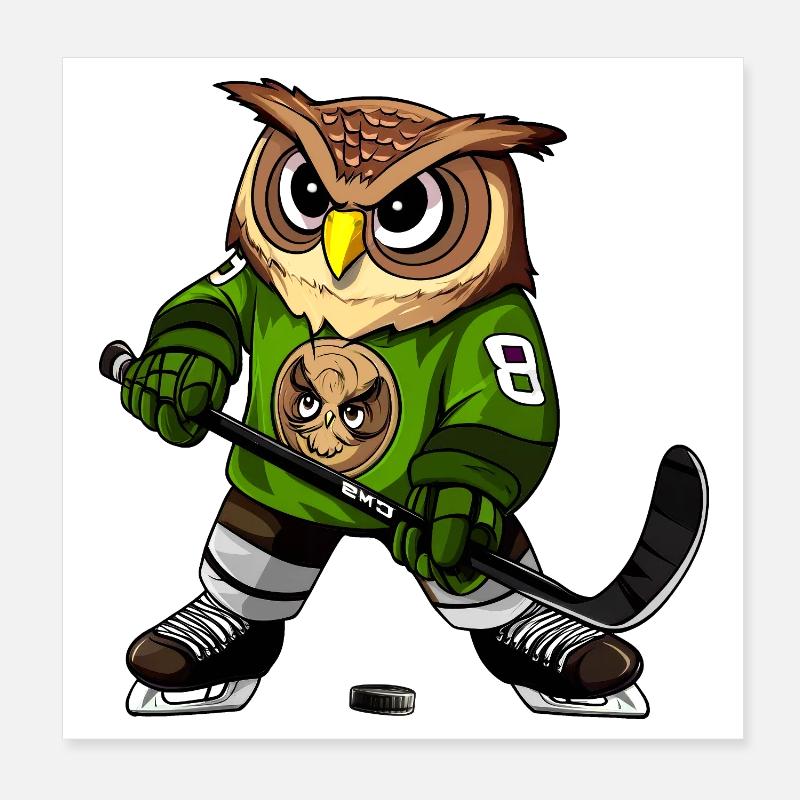 Eule Eishockey Poster 8" x 8" (20x20 cm)