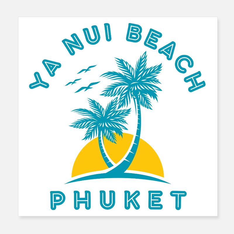 Phuket Beach Palm Sunset Poster 8" x 8" (20x20 cm)