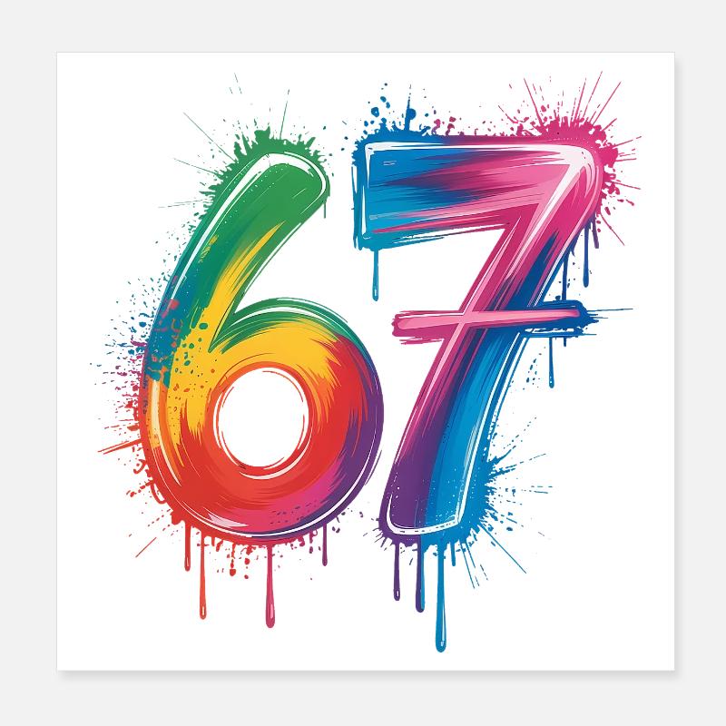 Sechs-Sieben-Farb-Spritzer Poster 20x20 cm