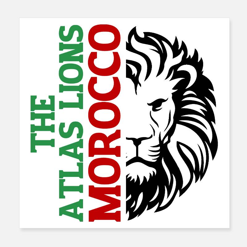 Typographie verticale du Maroc avec AtlasLion Poster 20 x 20 cm