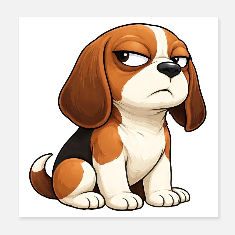 Arrogant Beagle Cartoon Hund Comic Eingeschnappt Poster 20x20 cm