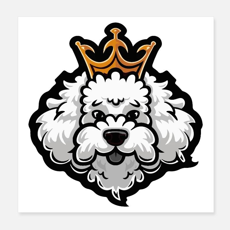 Pudel Hund Krone Poster 20x20 cm