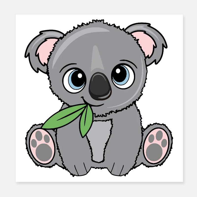 Kleiner Koala mit Blatt Poster 20x20 cm