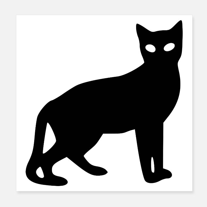 Black Cat Silhouette Gift Cat Lover Poster 8" x 8" (20x20 cm)