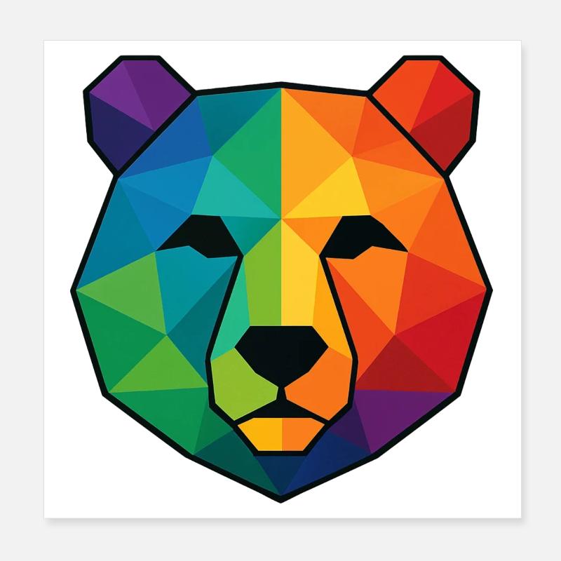 Ours low poly pop art coloré Poster 20 x 20 cm