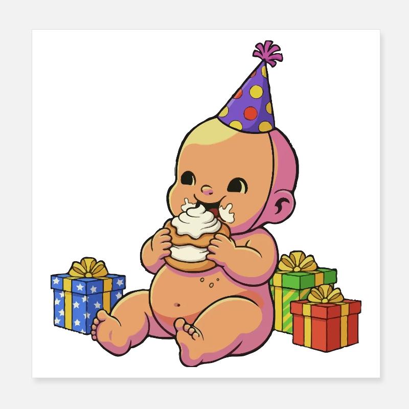 Bébé Cupcake d’anniversaire Poster 20 x 20 cm