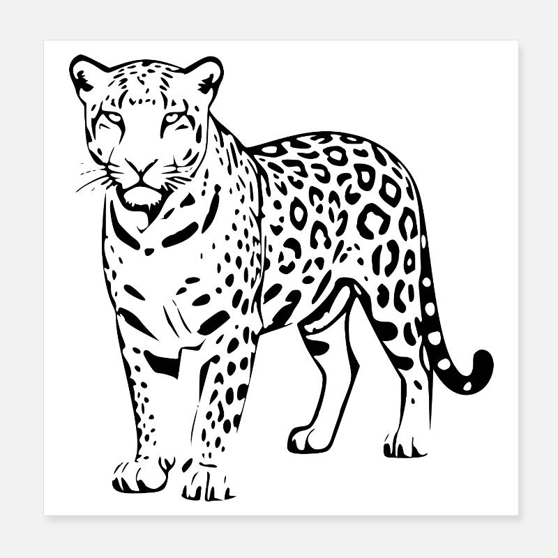 Black Leopard Gift Cat Lover Poster 8" x 8" (20x20 cm)