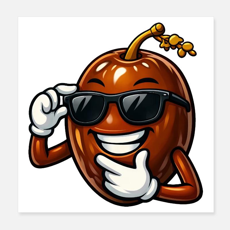 Cool Date Cartoon Comic Fruit Arabic Fruit Poster 8" x 8" (20x20 cm)