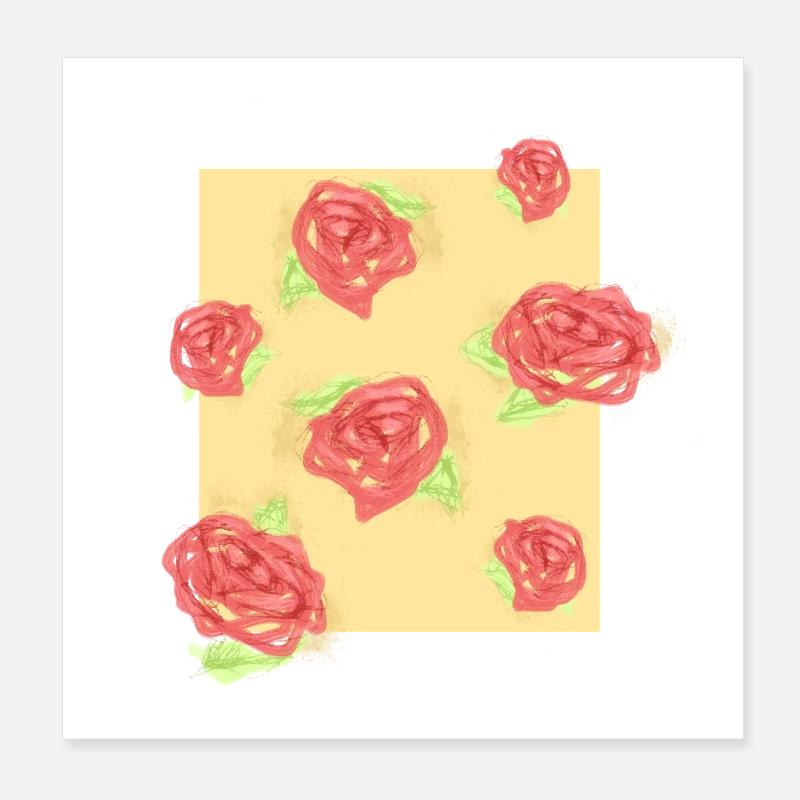 Pastellrosen auf Creme Poster 20x20 cm