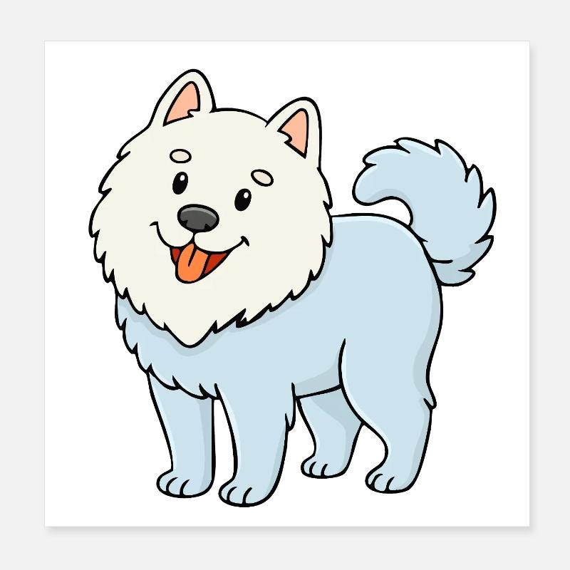 Wuschelhund (Weiß/ Comic) Poster 20x20 cm