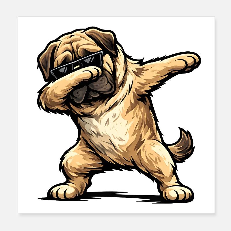 Dabbing Mastiff Poster 8" x 8" (20x20 cm)