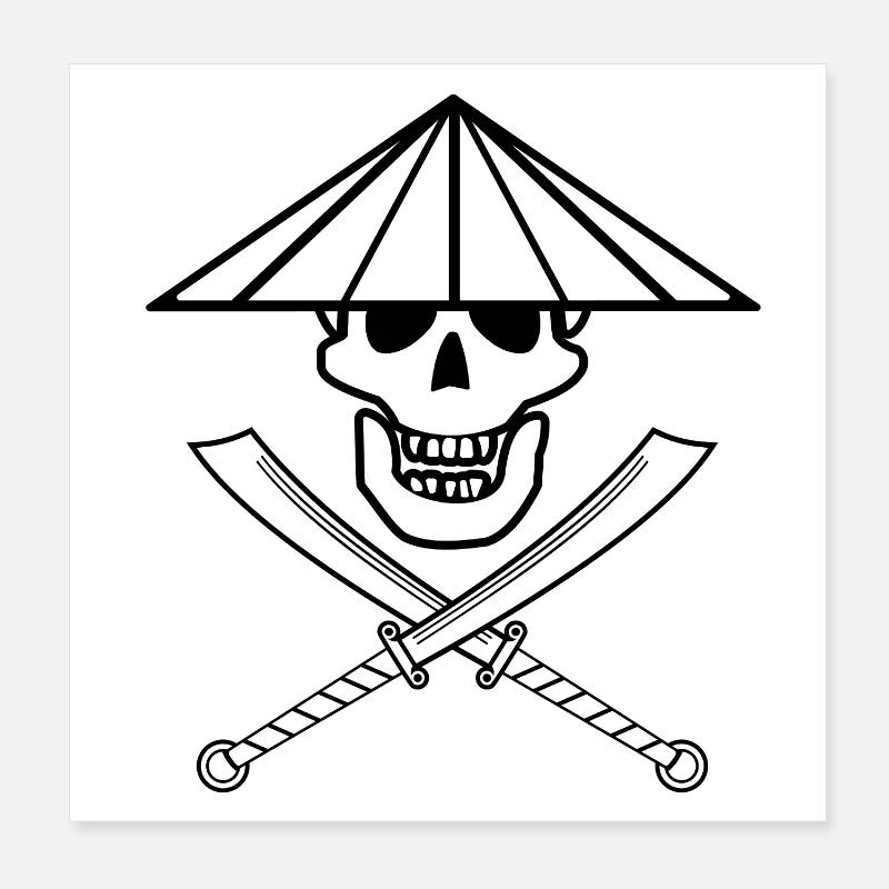Asian Jolly Roger with conical hat Poster 8" x 8" (20x20 cm)