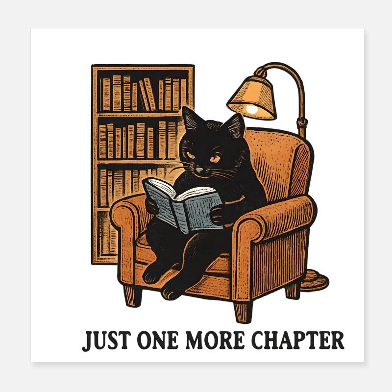 Cat reading in the light chair Poster 8" x 8" (20x20 cm)