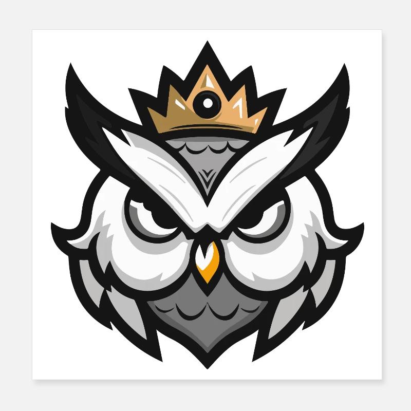 Owl Head Crown Poster 8" x 8" (20x20 cm)