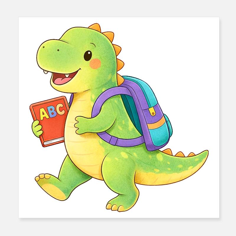 Dino School Start ABC Book Poster 8" x 8" (20x20 cm)