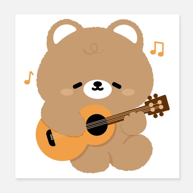Bear Guitar Serenade Poster 20x20 cm
