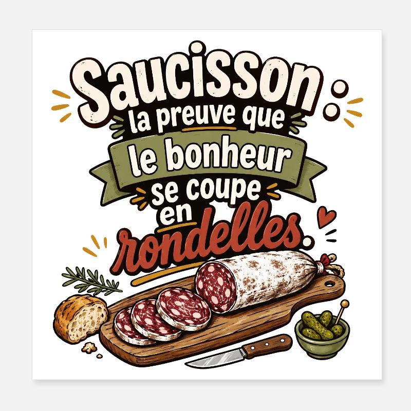 Saucisson bonheur en rondelles Poster 20 x 20 cm