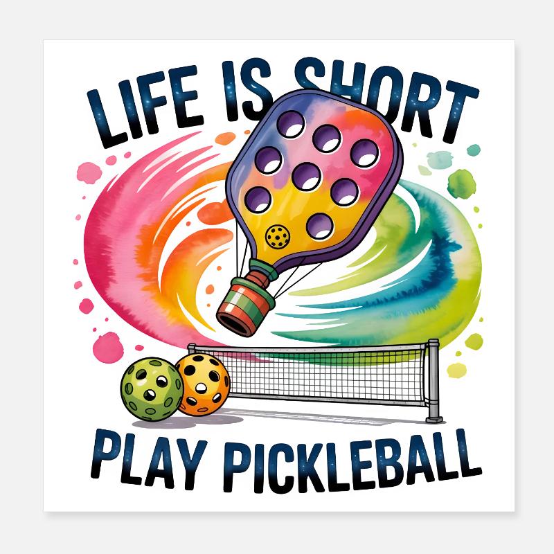 Life is short: Pickleball color fire Poster 8" x 8" (20x20 cm)