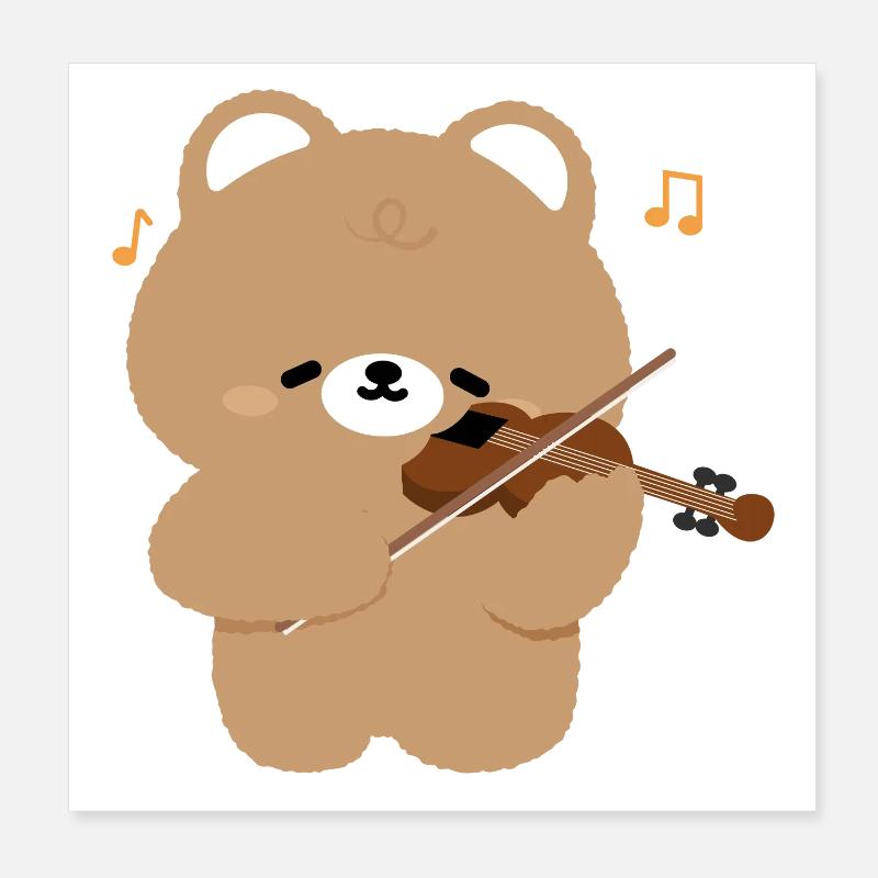 Bear Violinist Charme Poster 20x20 cm