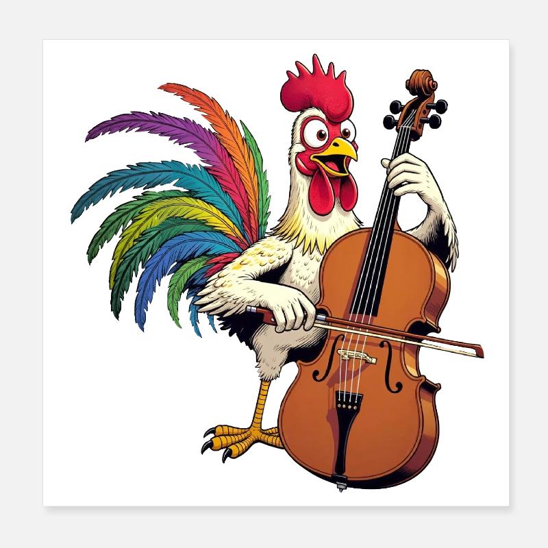 Hahn Musicien Poster 20 x 20 cm