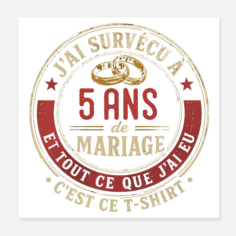 Humour Anniversaire : J'ai Survécu à 5 Ans Poster 20 x 20 cm
