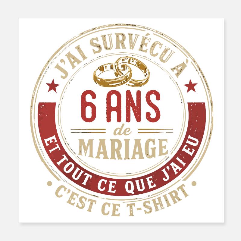 Humour Anniversaire : J'ai Survécu à 6 Ans Poster 20 x 20 cm