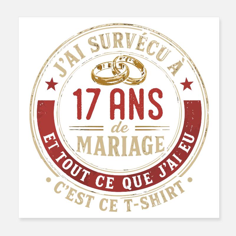 Humour Anniversaire : J'ai Survécu à 17 Ans Poster 20 x 20 cm