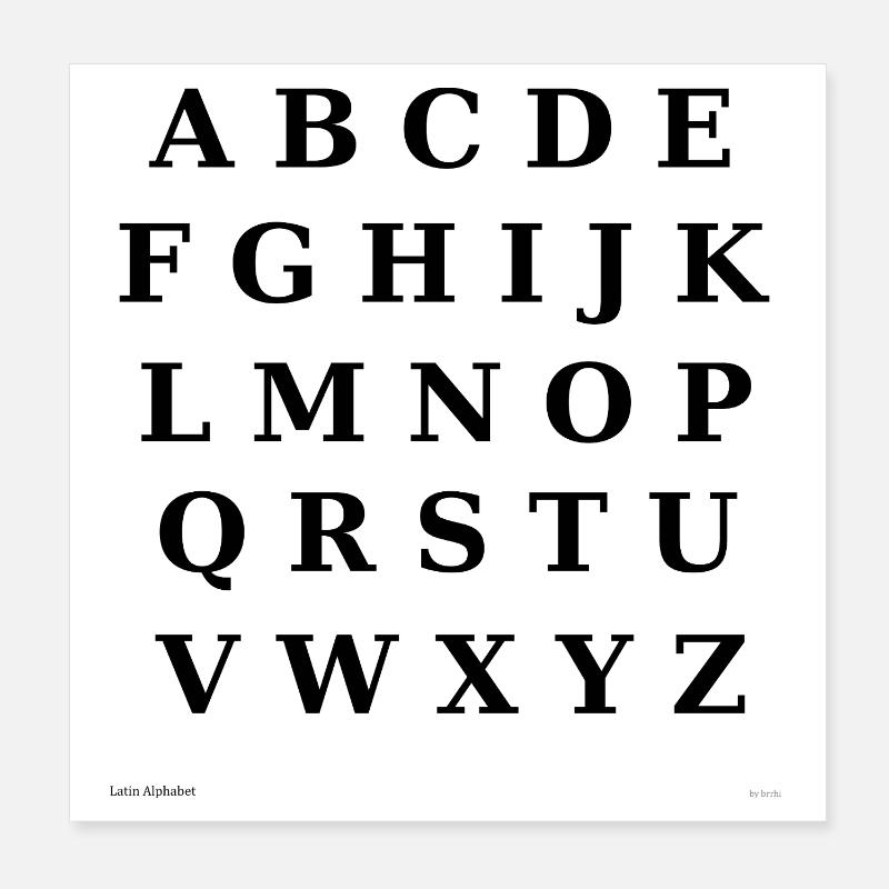 Alphabet latin (noir) Poster 20 x 20 cm