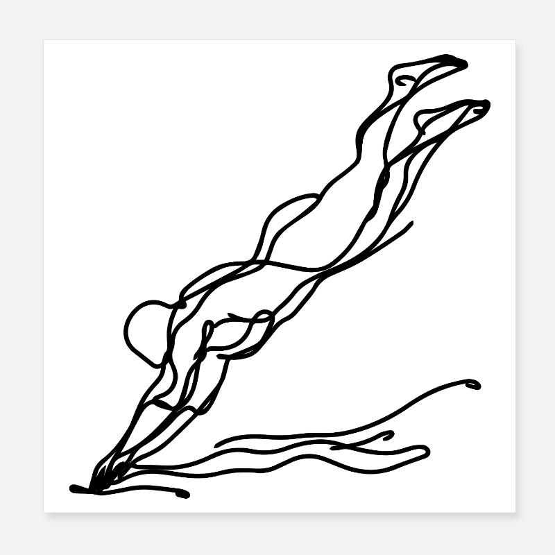 Dessin de nageurs Poster 20 x 20 cm