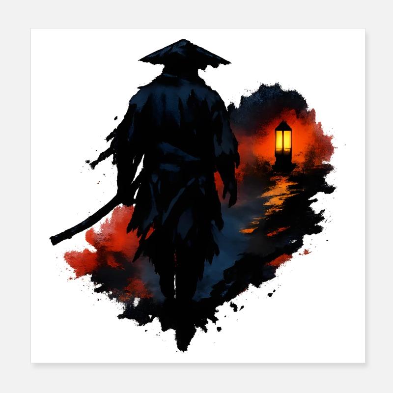 Night walker with lantern Poster 8" x 8" (20x20 cm)