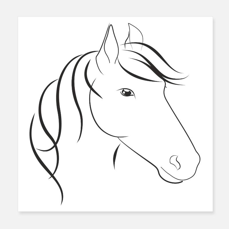 Tête de cheval avec cheval Maehne Poster 20 x 20 cm