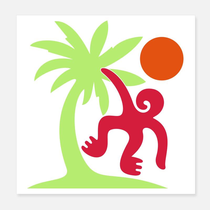 Affe Palme Sonne Poster 20x20 cm