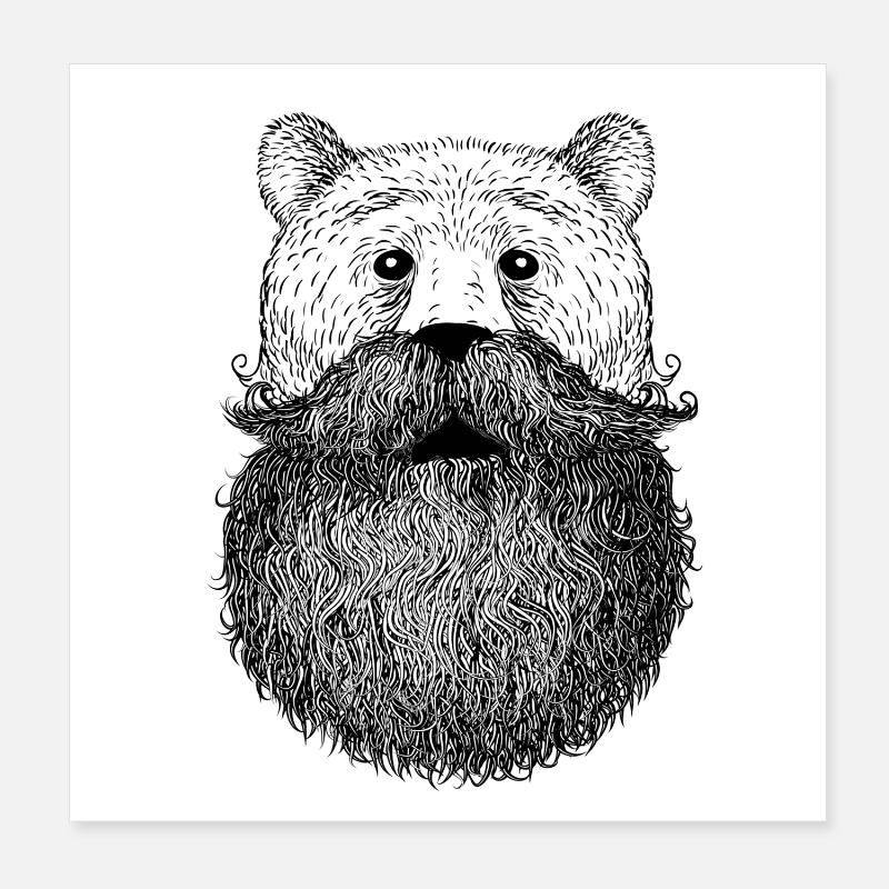 Bär oder Bart Poster 20x20 cm