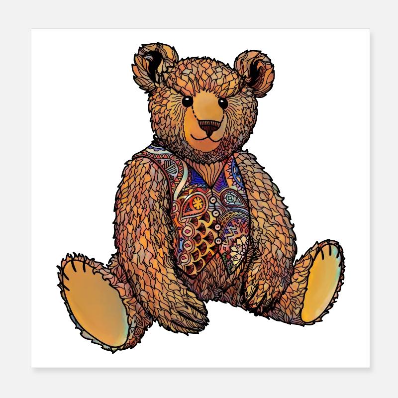 Watercolour Ted Poster 8" x 8" (20x20 cm)