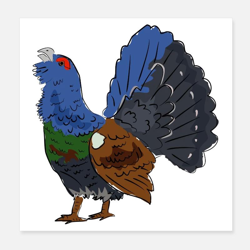 Farbiger Auerhahn mit buntem Gefieder Poster 20x20 cm