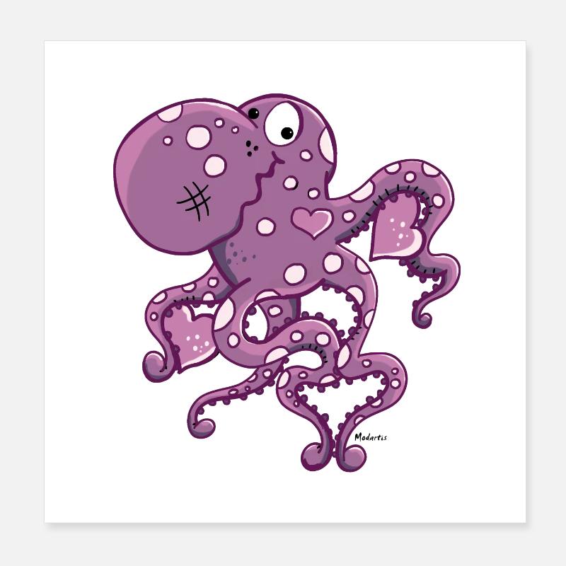 Amorous Octopus Poster 8" x 8" (20x20 cm)