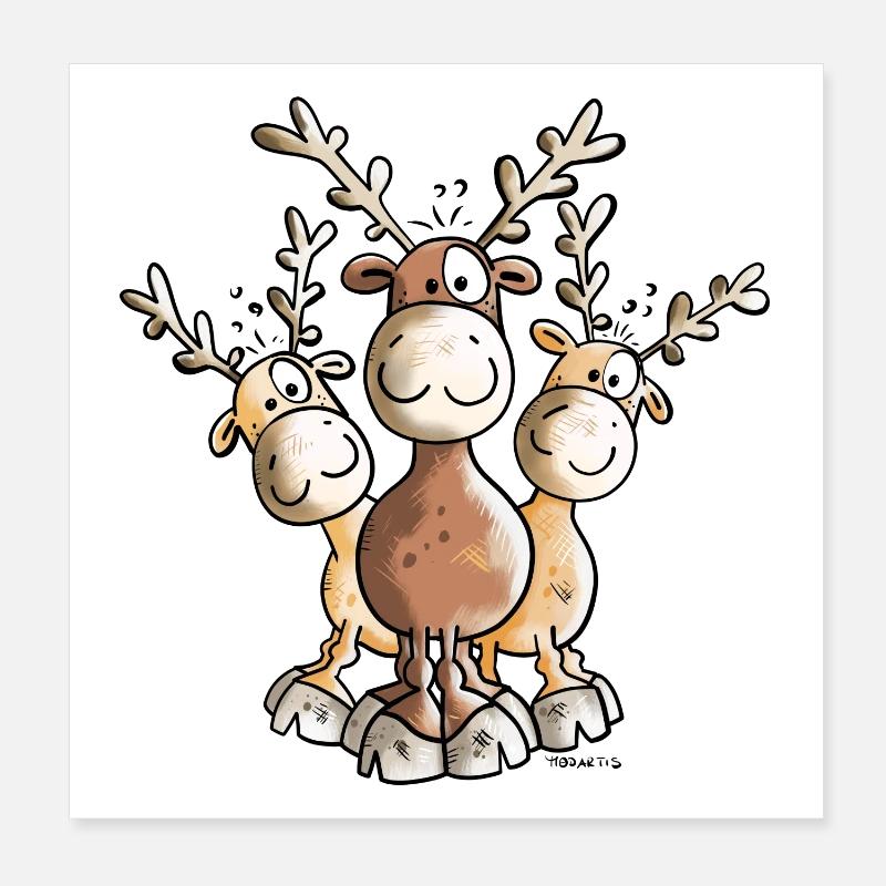 Elch Trio Poster 20x20 cm