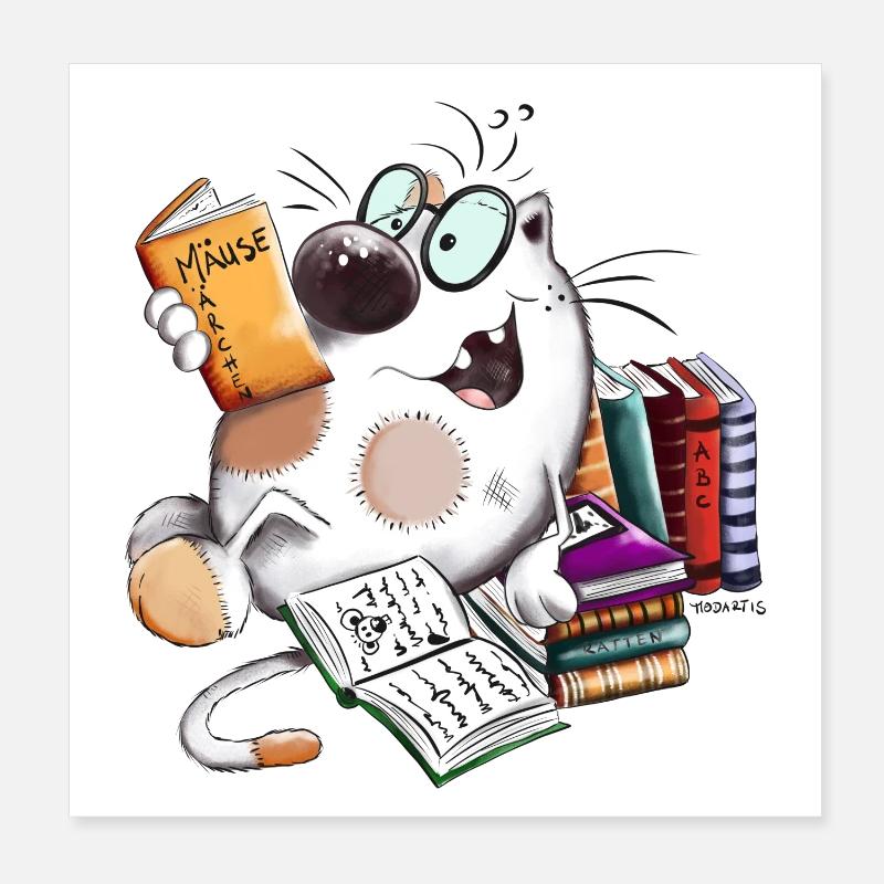 Libri Gatto Poster 20x20 cm