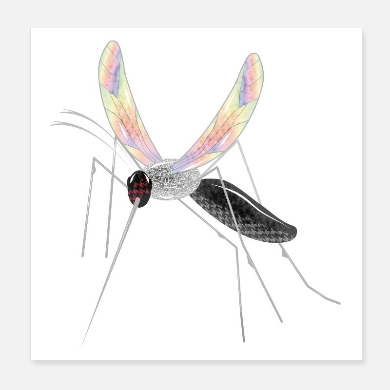 iridescent drawing of a mosquito mosquito Poster 8" x 8" (20x20 cm)