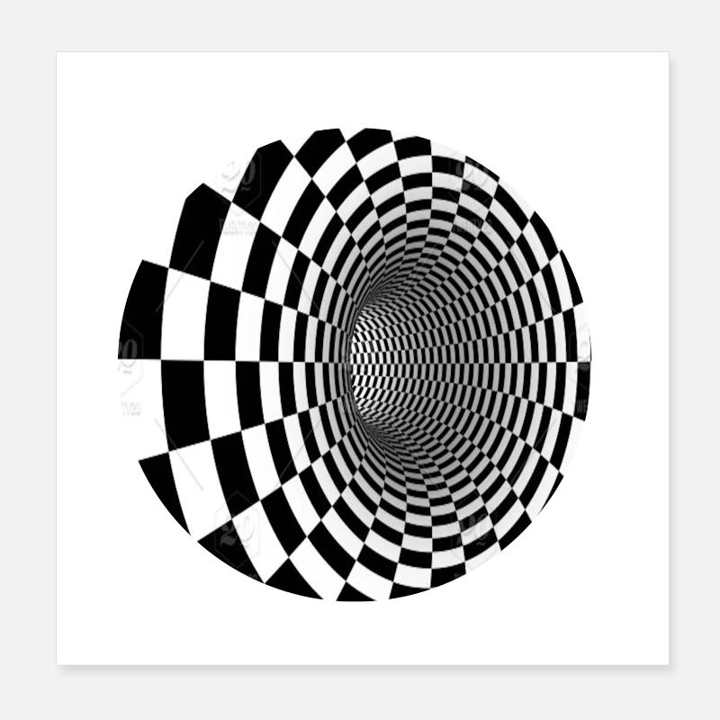Tunnel Noir et Blanc Illusion Poster 20 x 20 cm